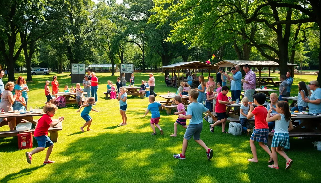 family gathering in a park enjoying games and activities.